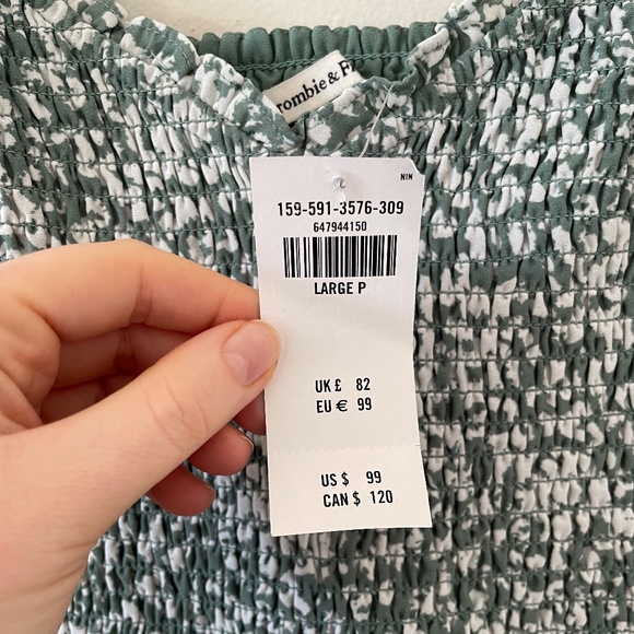 ABERCROMBIE & FITCH Smocked Green Mini Dress - Picture 5 of 15